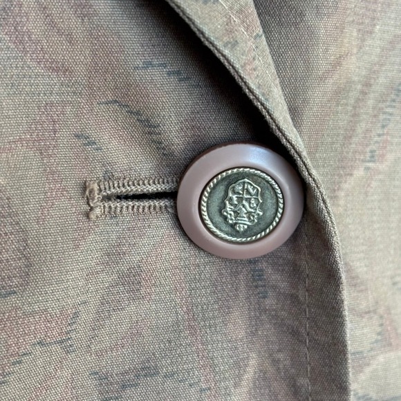 Vintage London Fog Waterproof Floral Trench Coat Sz 12P Beige Wool Lined - Picture 3 of 12